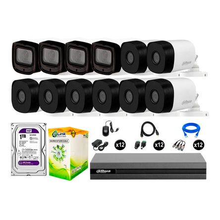 Cámaras Seguridad Dahua Exterior Kit 12 Full Hd Disco 1tb Wd Varifocal