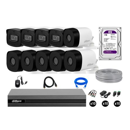 Cámaras Seguridad Dahua Exterior Kit 10 Full Hd Disco 1tb 40m Largo Alcance