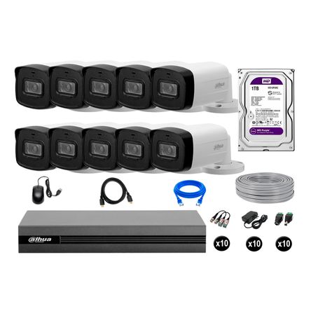 Cámaras Seguridad Dahua Exterior Kit 10 1080p Disco 1tb 40m Mayor Alcance