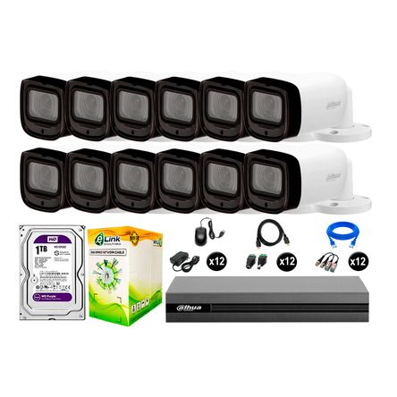 Cámaras Seguridad Dahua Exterior Kit 12 1080p Disco 1tb Wd Varifocal