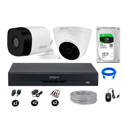 Cámaras Seguridad Dahua Kit 2 5mp Disco 1tb Completo Hdmi