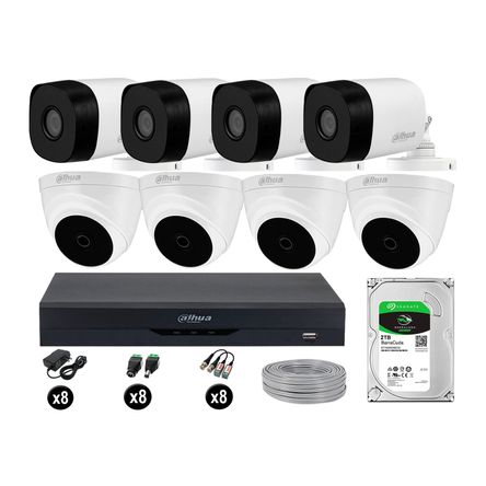 Cámaras Seguridad Dahua Kit 8 5mp Disco 2tb Completo Hdmi