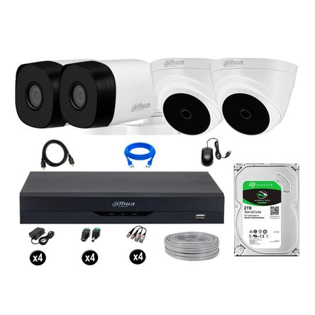 Cámaras Seguridad Dahua Kit 4 5mp Disco 2tb Completo Hdmi