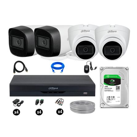 Cámaras Seguridad Dahua Kit 4 5mp Disco 1tb Audio Incorporado P2p Completo