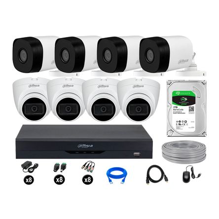 Cámaras Seguridad Dahua Kit 8 5mp Disco 1tb 04 Camaras con Audio P2p