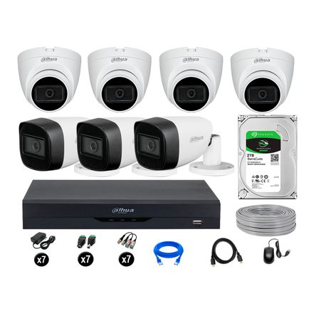 Cámaras Seguridad Dahua Kit 7 5mp Disco 2tb Audio Incorporado P2p Completo