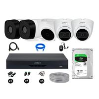 Cámaras Seguridad Dahua Kit 5 5mp Disco 1tb 02 Camaras con Audio P2p