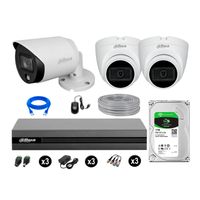 Cámaras Seguridad Dahua Kit 3 Full Hd Disco 1tb Vision Nocturna Full Color