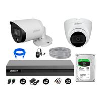 Cámaras Seguridad Dahua Kit 2 Full Hd Disco 1tb Vision Nocturna Full Color