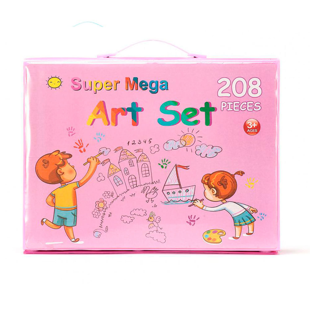 Set de Arte y Dibujo Infantil de 208 Piezas Rosado - Promart