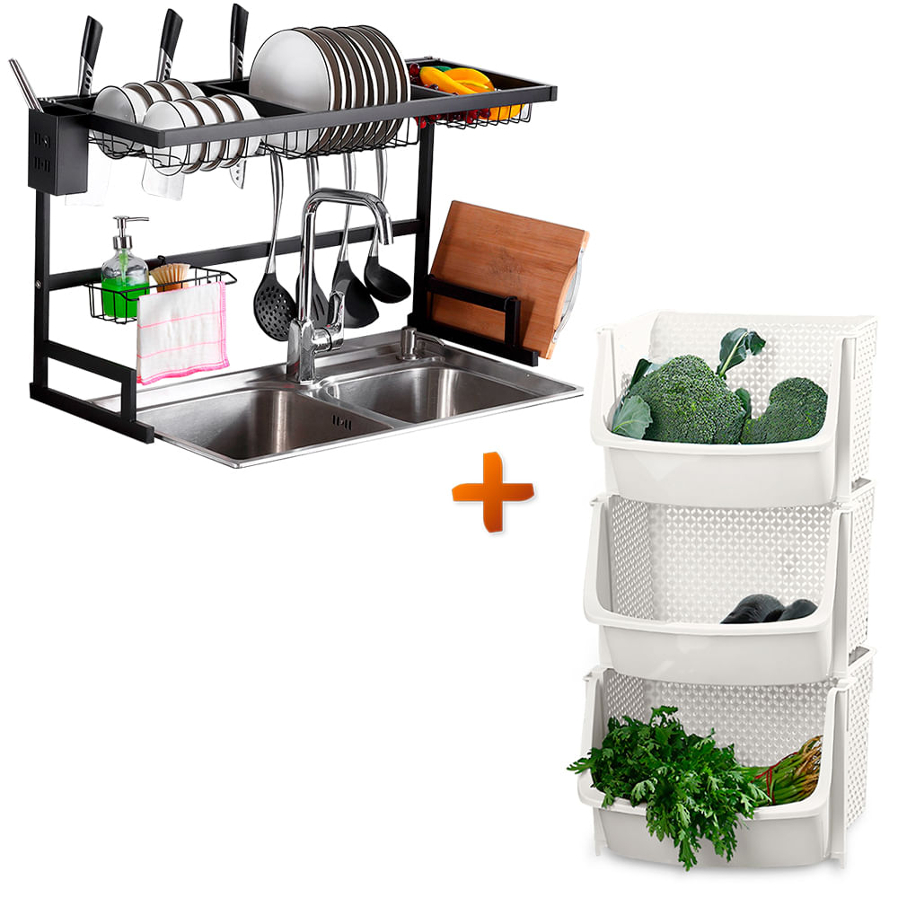 Estante Organizador Escurridor de Platos Cocina 85cm 2 Niveles A97 - Promart