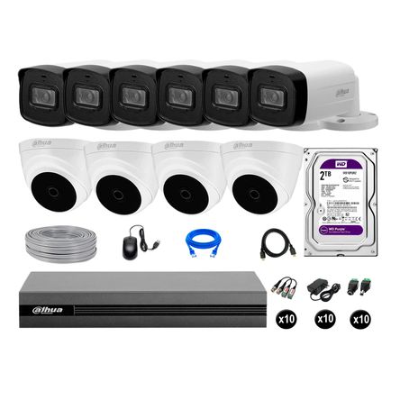 Cámaras Seguridad Dahua Kit 10 Full Hd Disco 2tb Mayor Alcance Completo