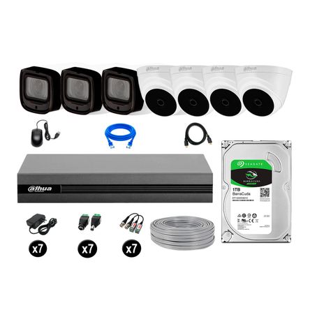 Cámaras Seguridad Dahua Kit 7 1080p Mayor Alcance Varifocal 1tb