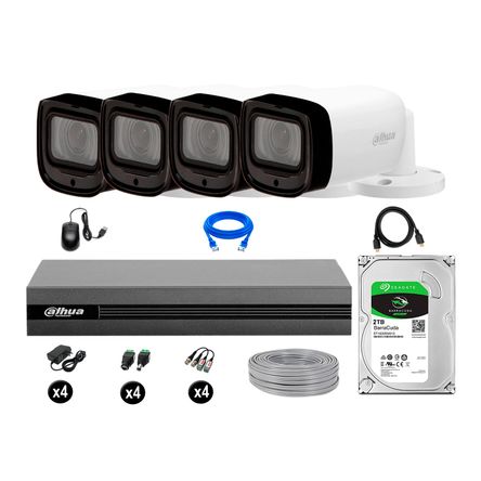 Cámaras Seguridad Dahua Exterior Kit 4 Full Hd Disco 2tb P2p Varifocal