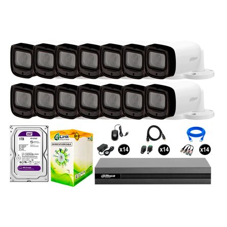 Cámaras Seguridad Dahua Exterior Kit 14 1080p Disco 1tb Wd Varifocal