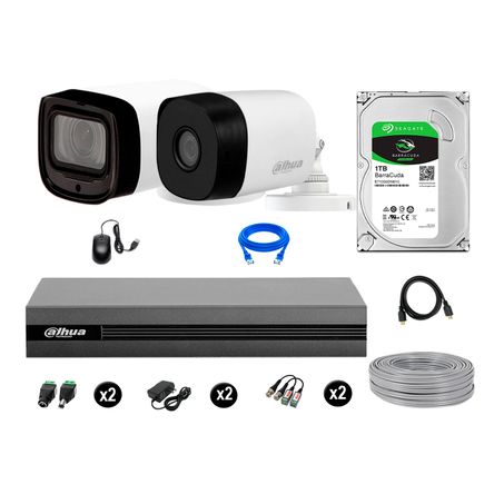 Cámaras Seguridad Dahua Exterior Kit 2 Full Hd Disco 1tb P2p Varifocal