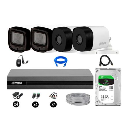 Cámaras Seguridad Dahua Exterior Kit 4 Full Hd Disco 2tb Wd Varifocal