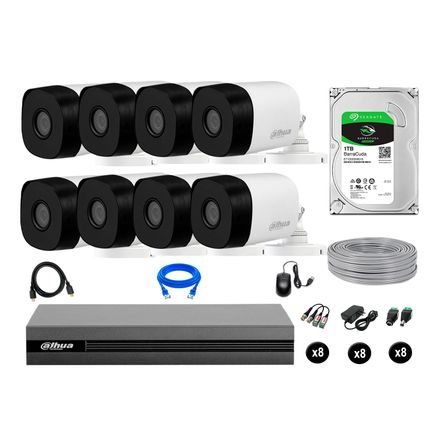 Cámaras De Seguridad Dahua Exterior Kit 8 Full Hd 1080p Disco 1tb