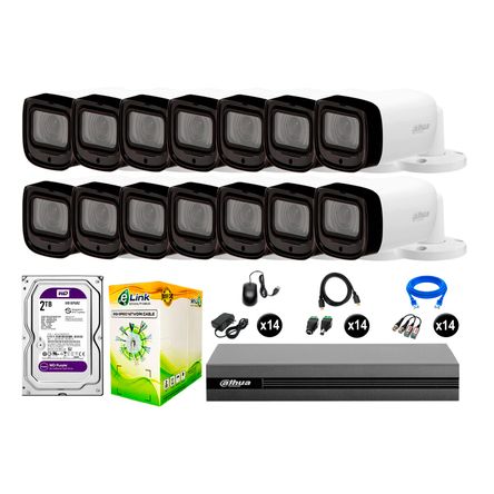 Cámaras Seguridad Dahua Exterior Kit 14 1080p Disco 2tb Wd Varifocal