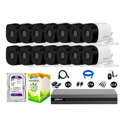 Cámaras De Seguridad Dahua Exterior Kit 14 Full Hd 1080p Disco 2tb