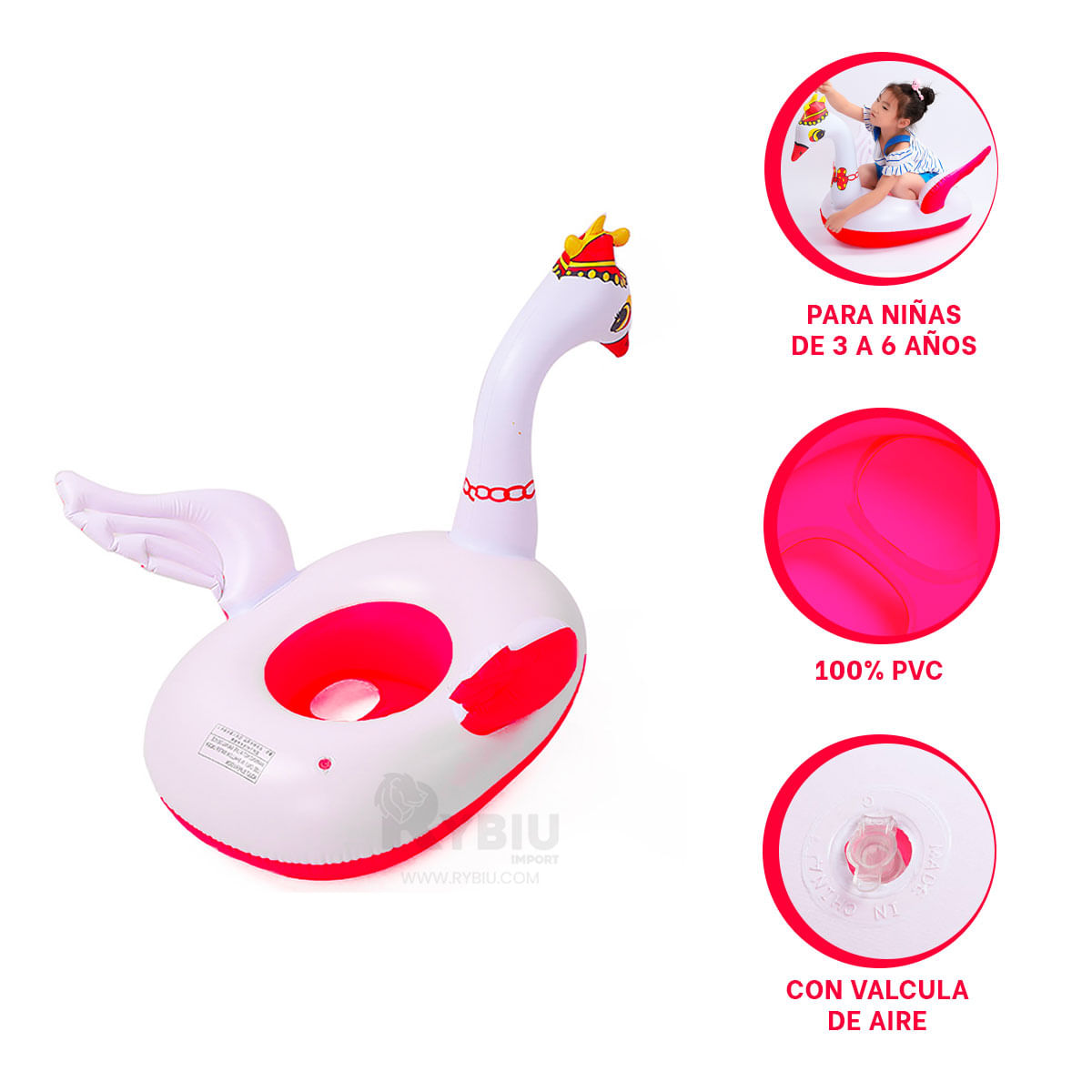 Multicolor Cisne Inflable Infantil Verano