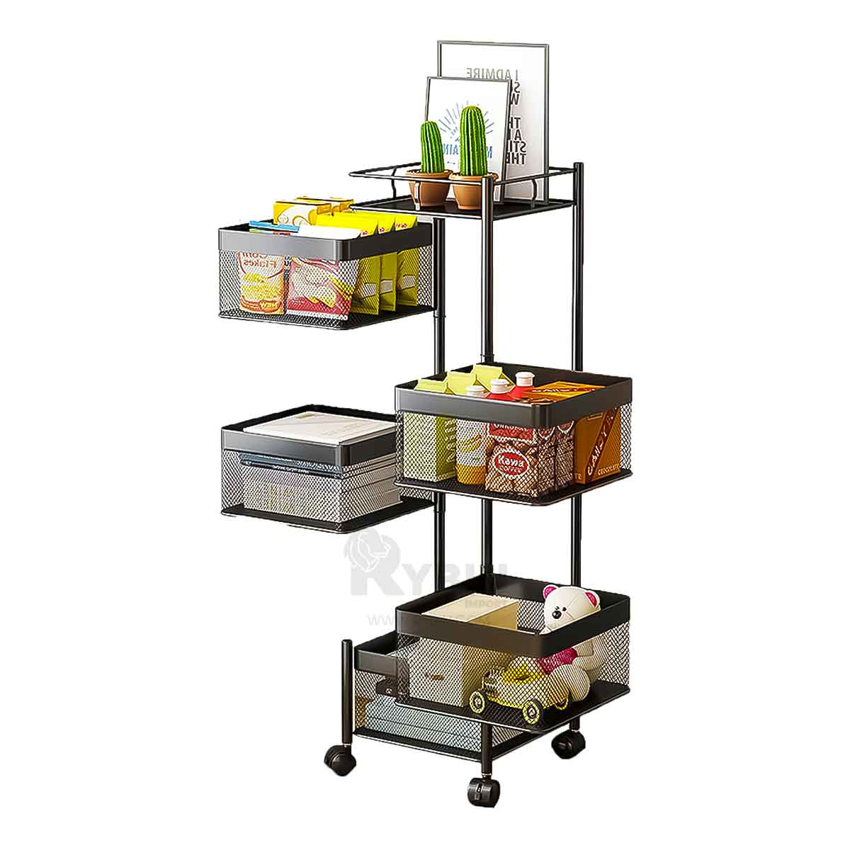 Practico Estante de Cocina con 5 Cestas Transpirables