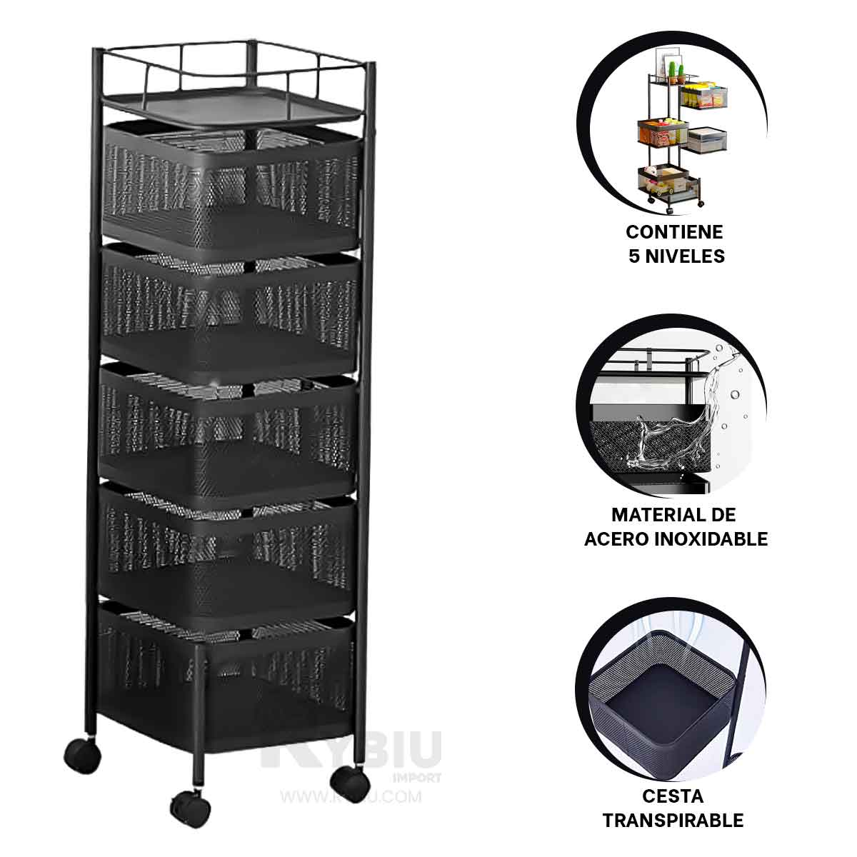 Estante de Material de Acero Inoxidable con 5 Niveles