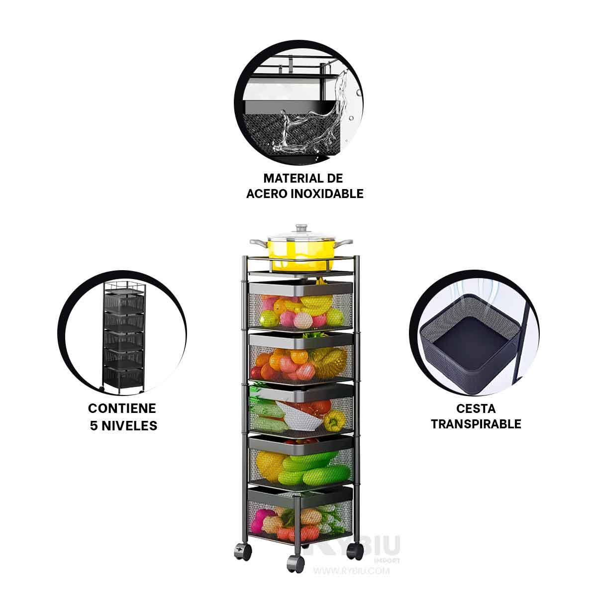 Estante de Cocina Ideal para Organizar Verduras y Frutas