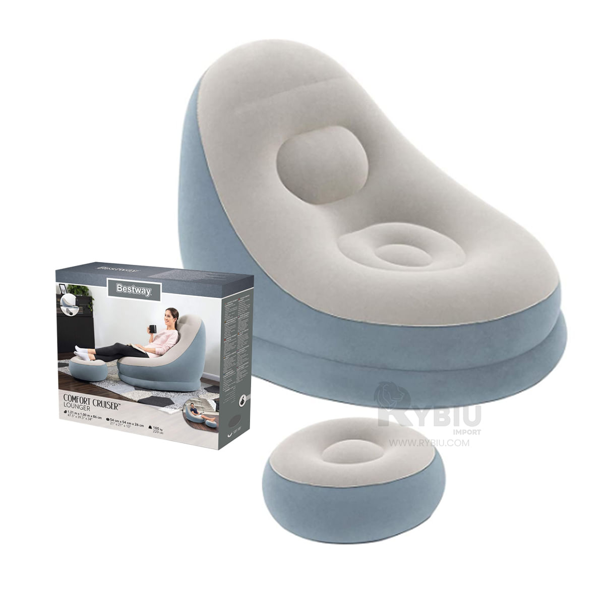 Asiento Inflable Personal de Color Celeste