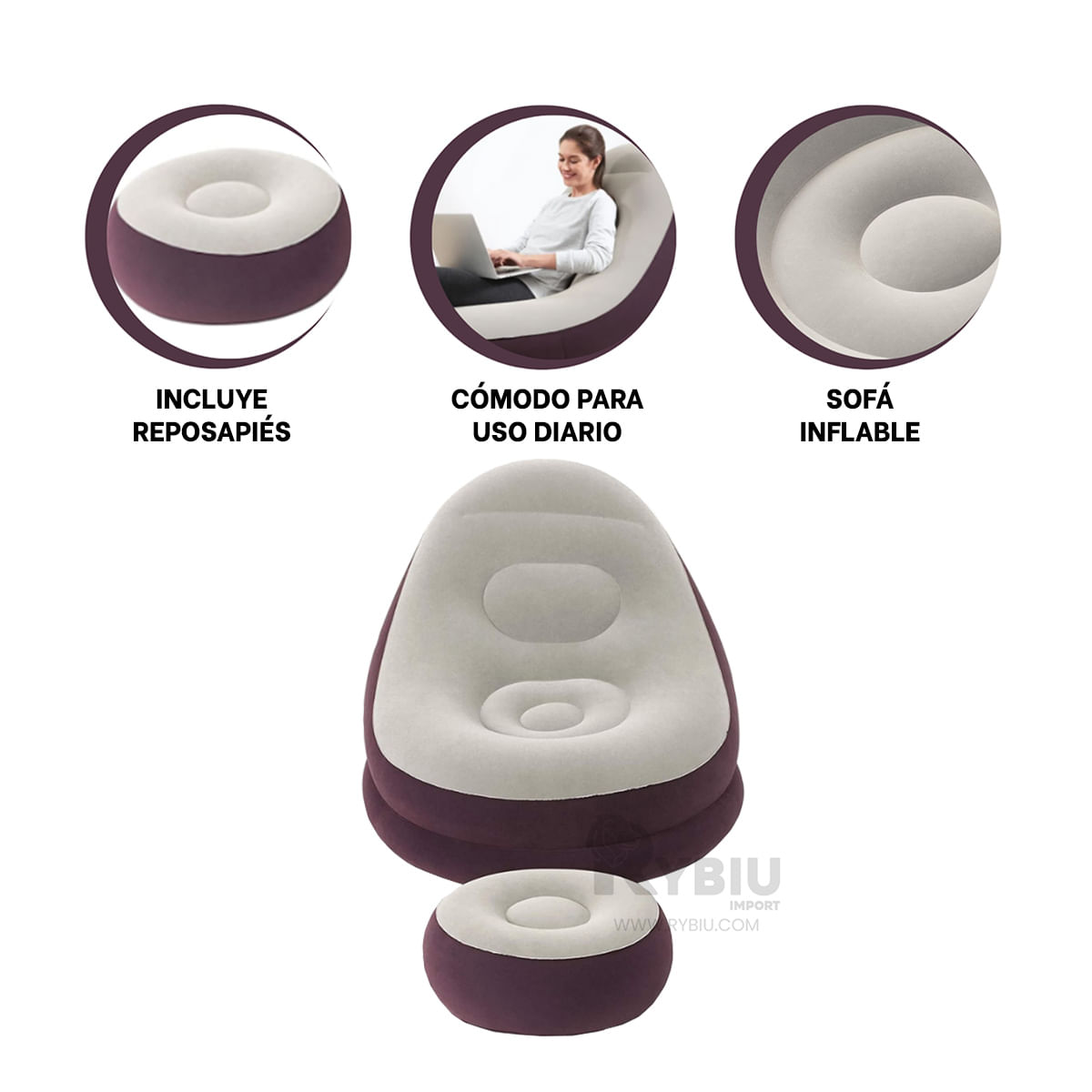 Sillon de Inflado Rapido Color Guinda