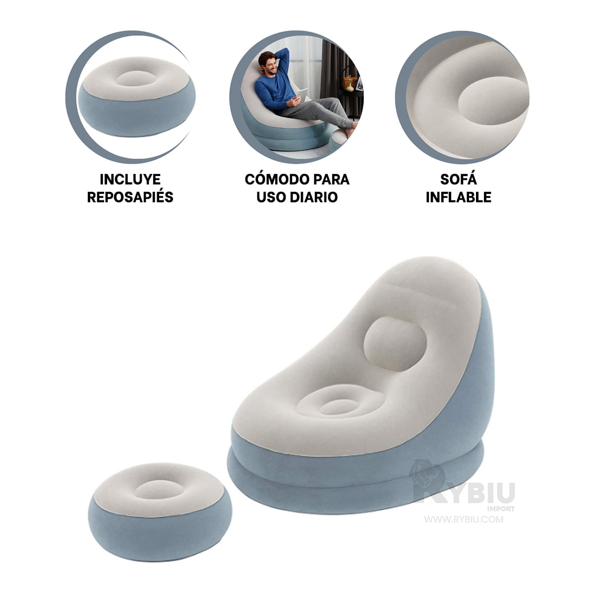 Sillon de Inflado Rapido Color Celeste
