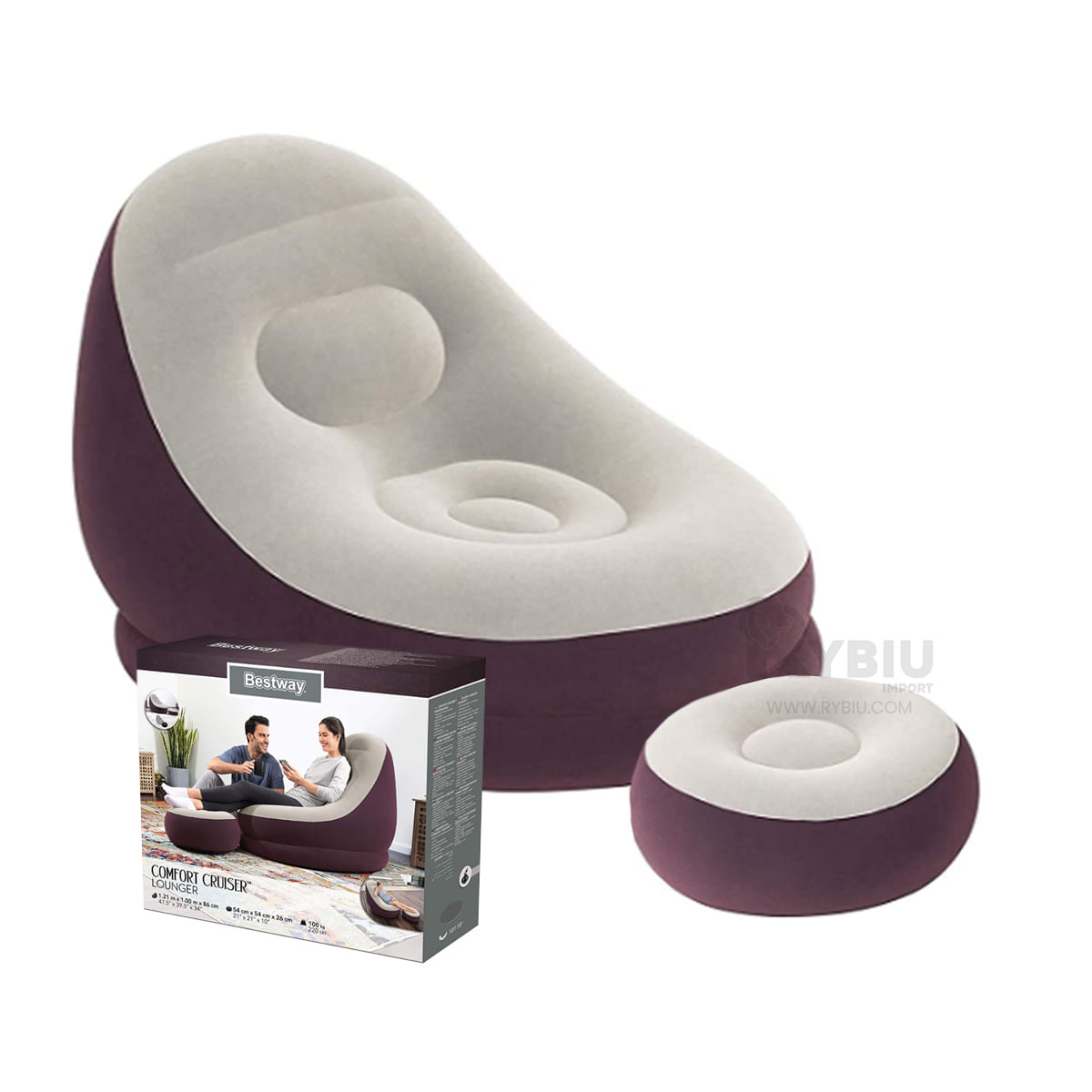 Asiento Personal Hinchable de Color Guinda