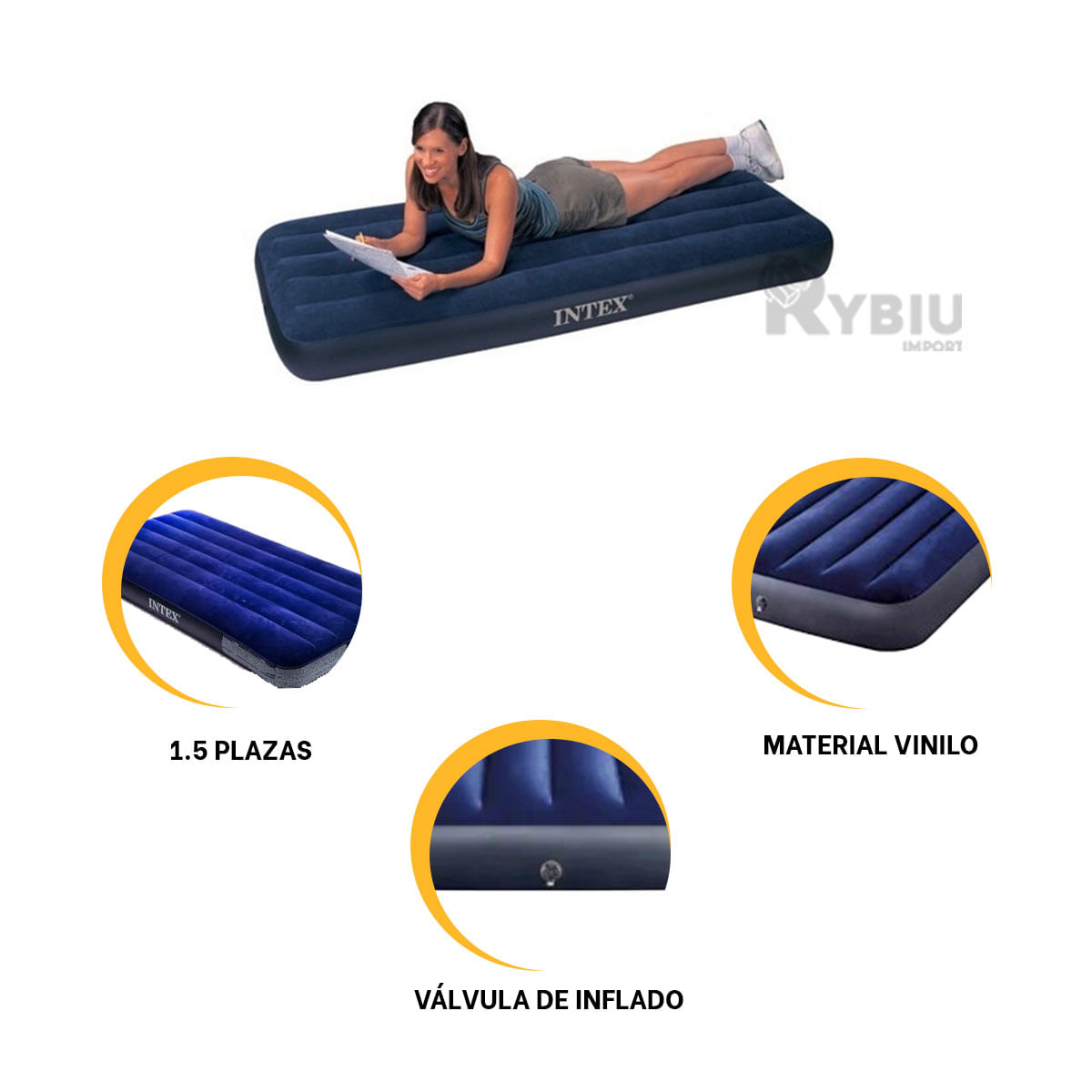 Inflable Colchon de 1.5 Plazas de Color Azul