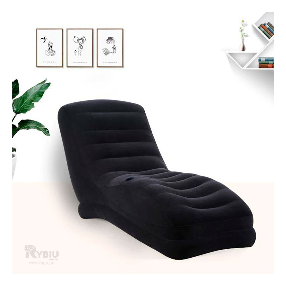 Sillon hinchable Aterciopelado de Color Negro Grande - Promart