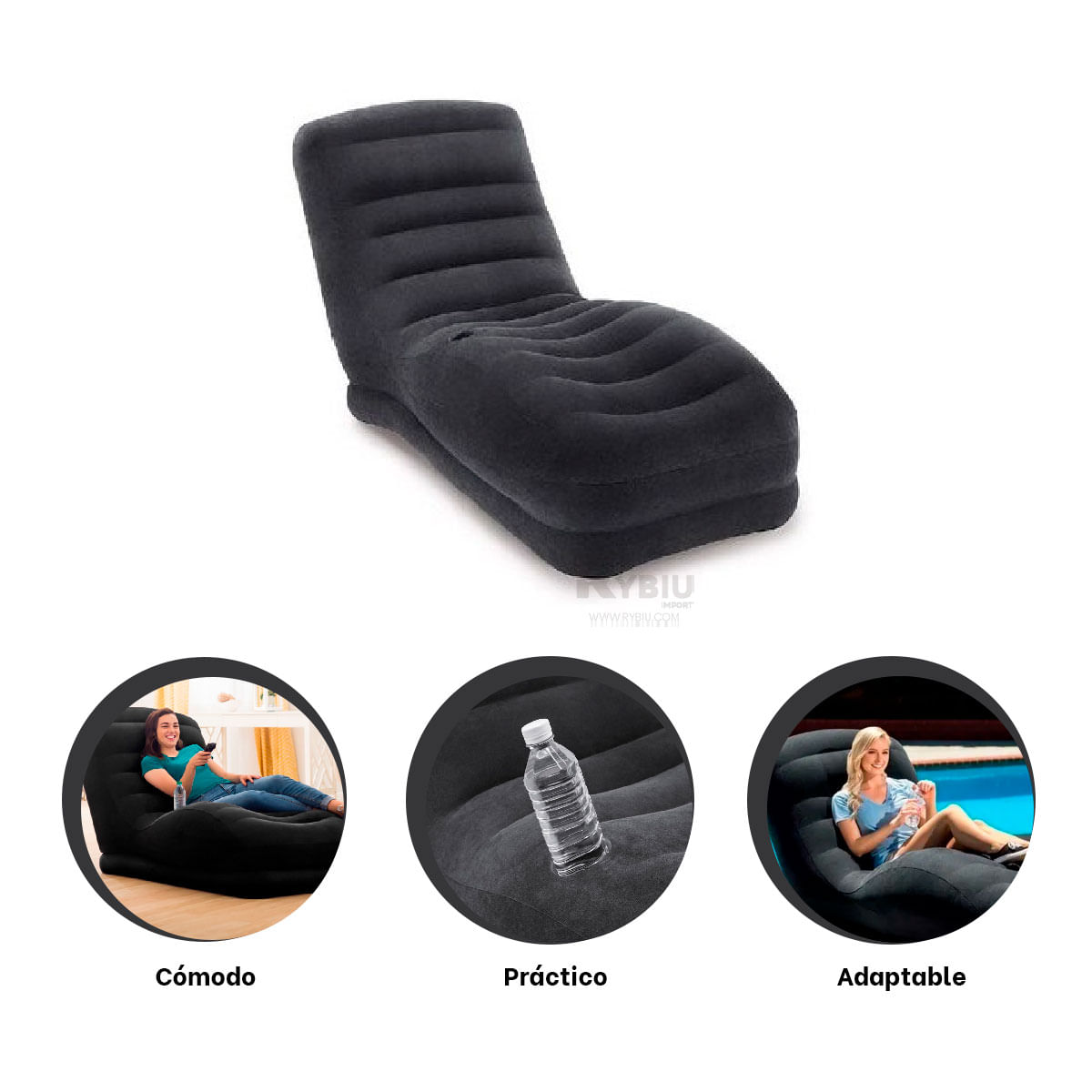 Sofa Inflable Intex de Color Negro Grande