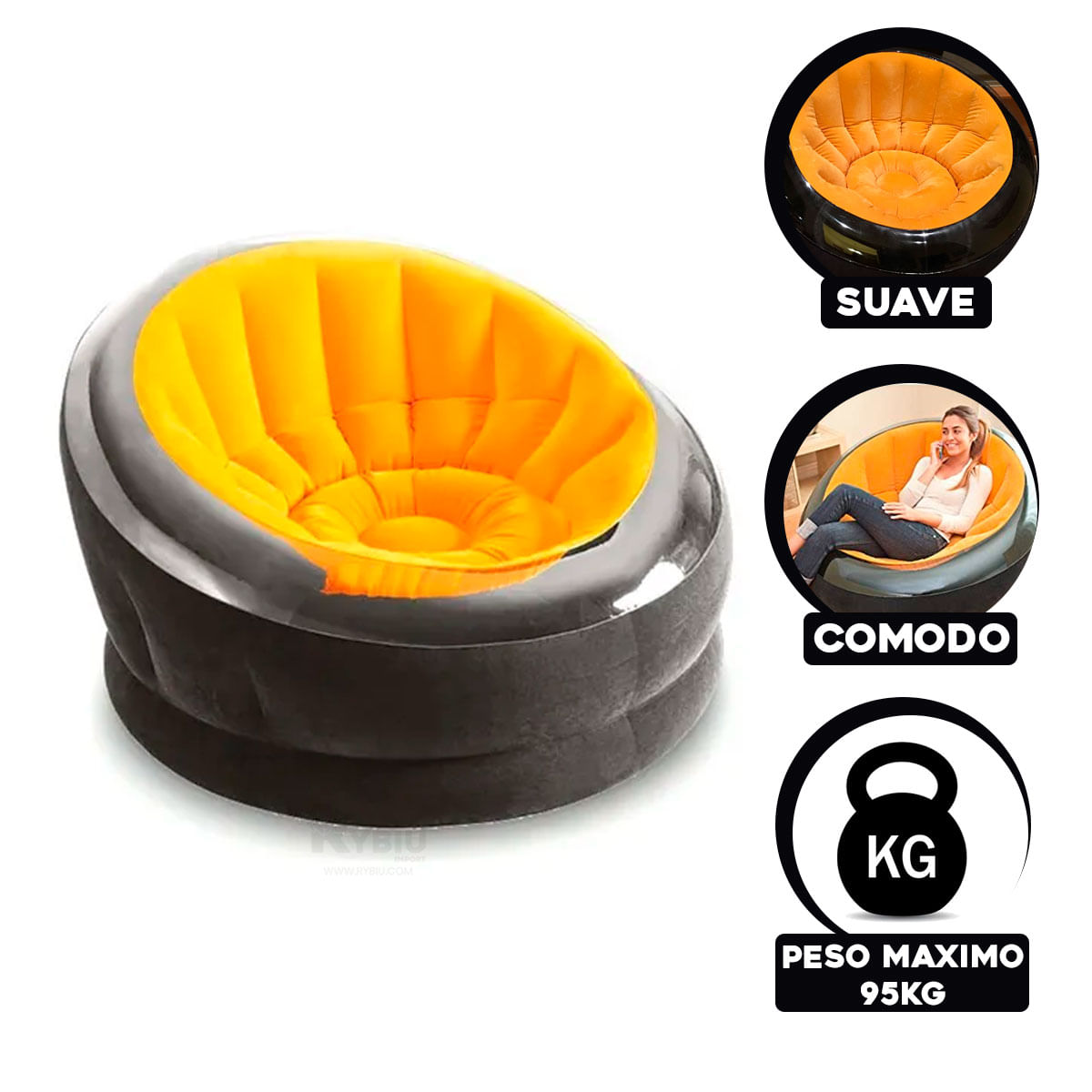 Agradable Sofa Inflable de Color Amarillo