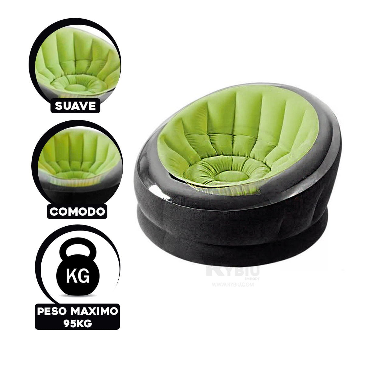 Inflable Sofa Verde Ideal para 1 Persona