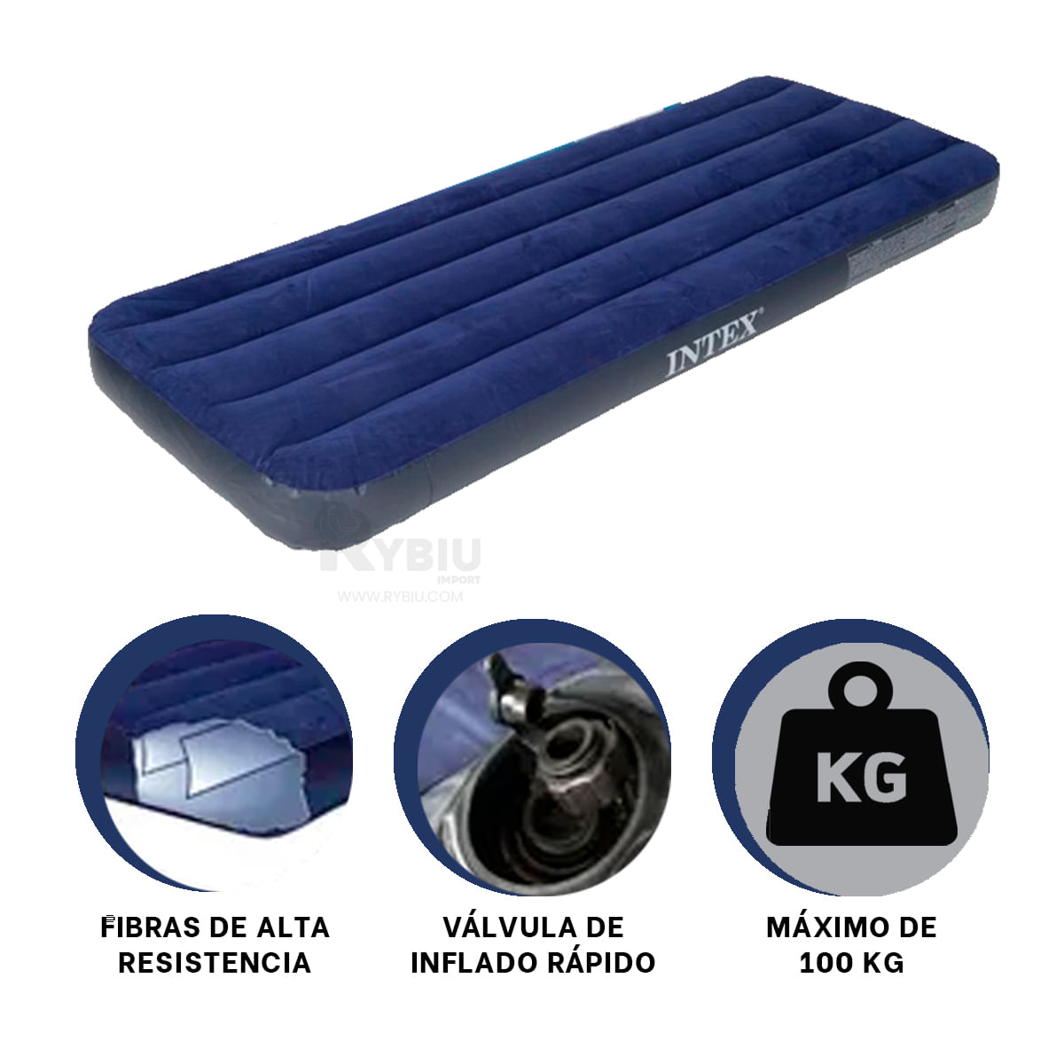 Comodo Colchon Inflable en Color Azul