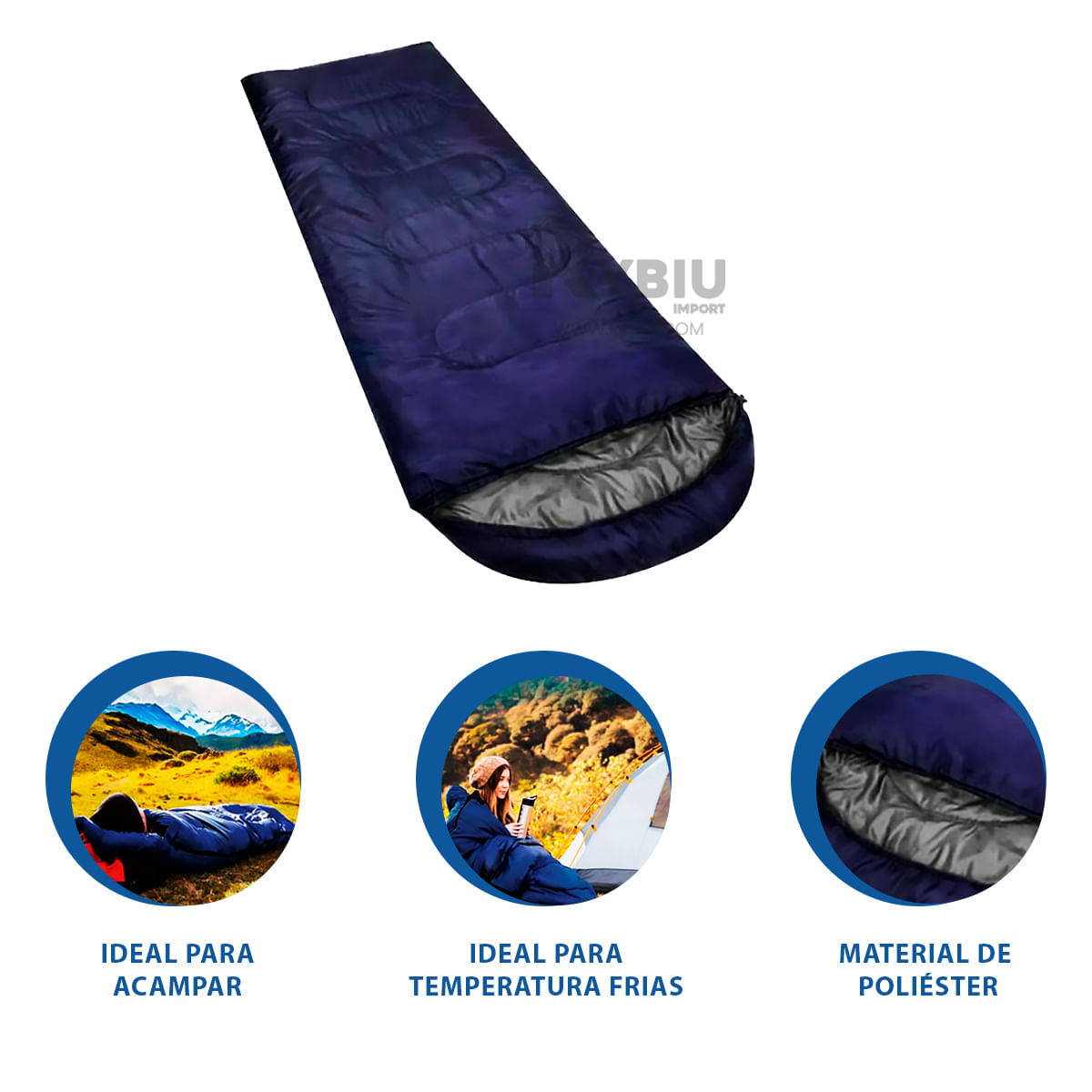 Saco de Dormir para Camping de Color Azul