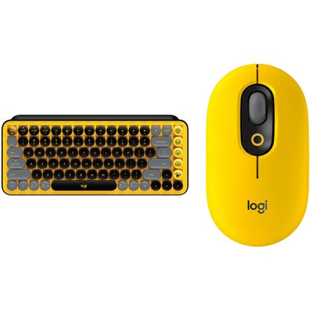 Bundle de Teclado Inalámbrico y Ratón Silencioso Logitech Pop Keys Pop Amarillo Explosivo