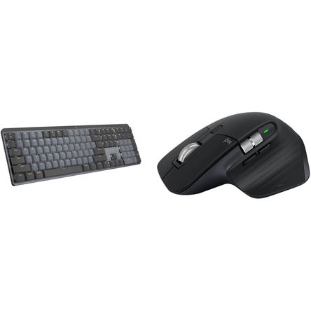 Set de Teclado Inalámbrico Mecánico Logitech Mx y Ratón Mx Master 3S Interruptores Lineales Negro