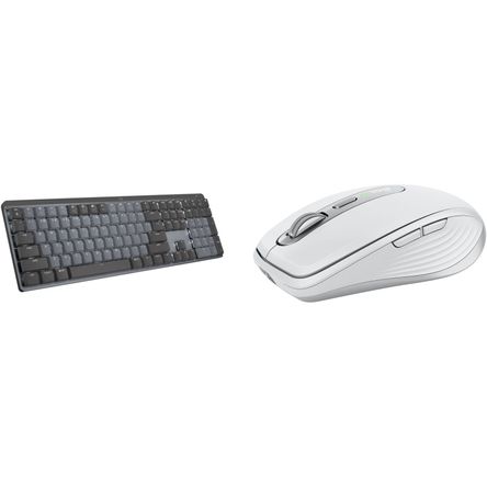 Set de Teclado Inalámbrico Mecánico Logitech Mx y Mouse Mx Anywhere 3 Interruptores Lineales Gris