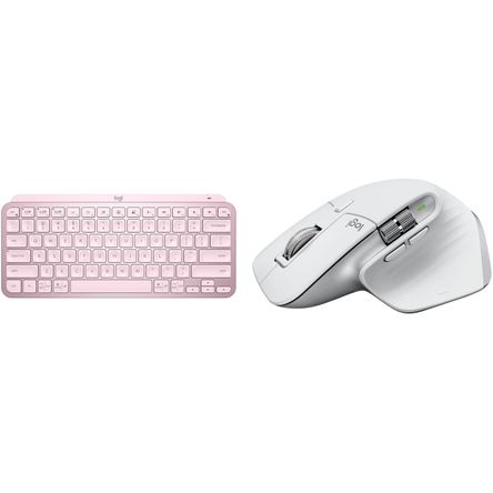 Set de Teclado Inalámbrico Logitech Mx Keys Mini y Mouse Mx Master 3S Rosa Gris Pálido