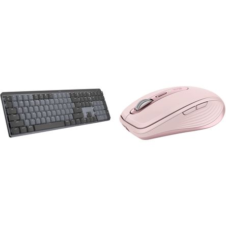 Set de Teclado Inalámbrico Mecánico Logitech Mx y Mouse Mx Anywhere 3 Interruptores Clicky Rosa