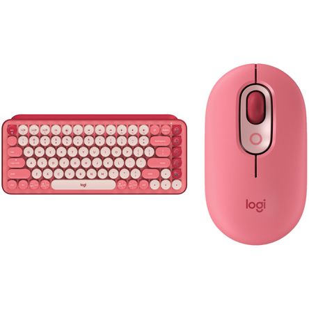 Bundle de Teclado Inalámbrico y Ratón Silencioso Logitech Pop Keys Pop Heartbreaker Rose