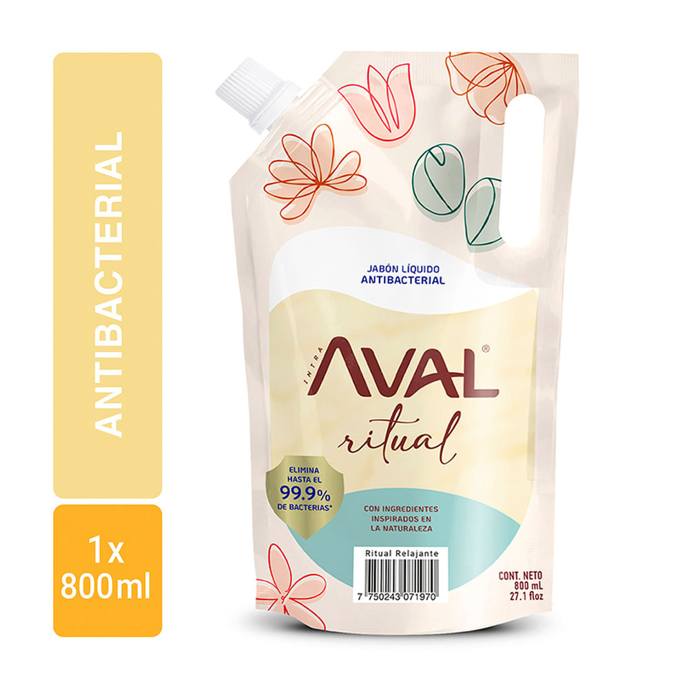 Jabón líquido antibacterial Relajante Aval 800ml