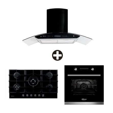 COMBO Klimatic: Cocina Empotrable Aosta 90 Negra + Campana Extractora ...