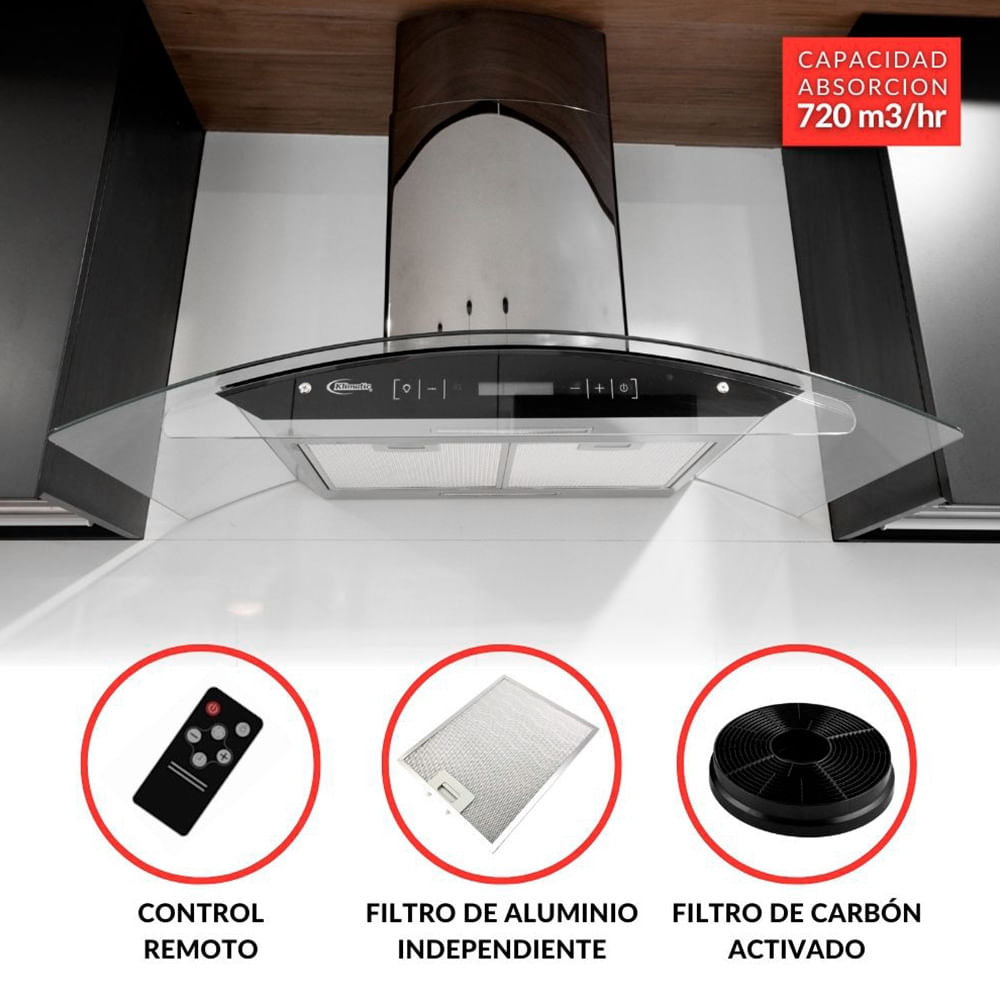 COMBO Klimatic: Cocina Empotrable Aosta 90 Negra + Campana Extractora ...