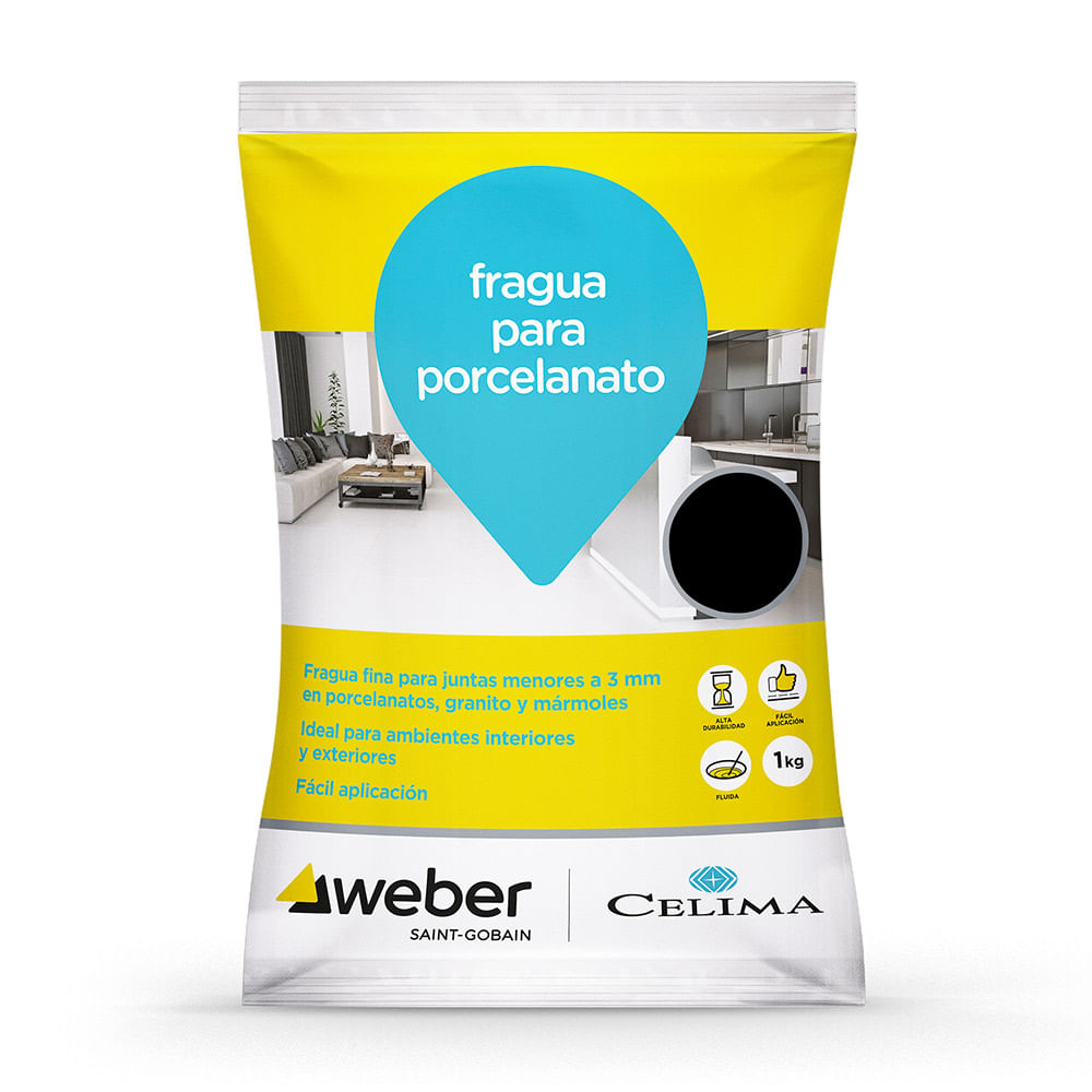 Fragua Celima Weber Porcelanato Negro de 1 kg