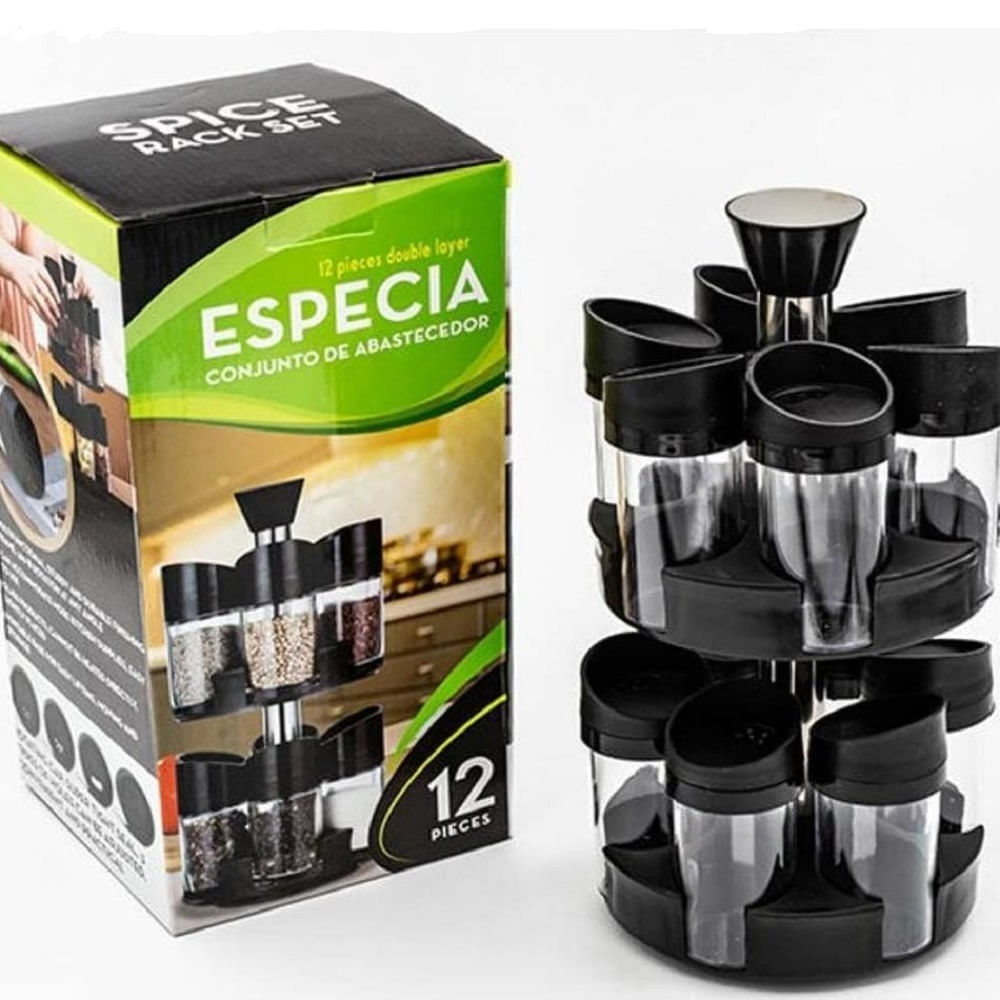 Set 12 Condimenteros Especieros Giratorios Frascos Especies Cocina